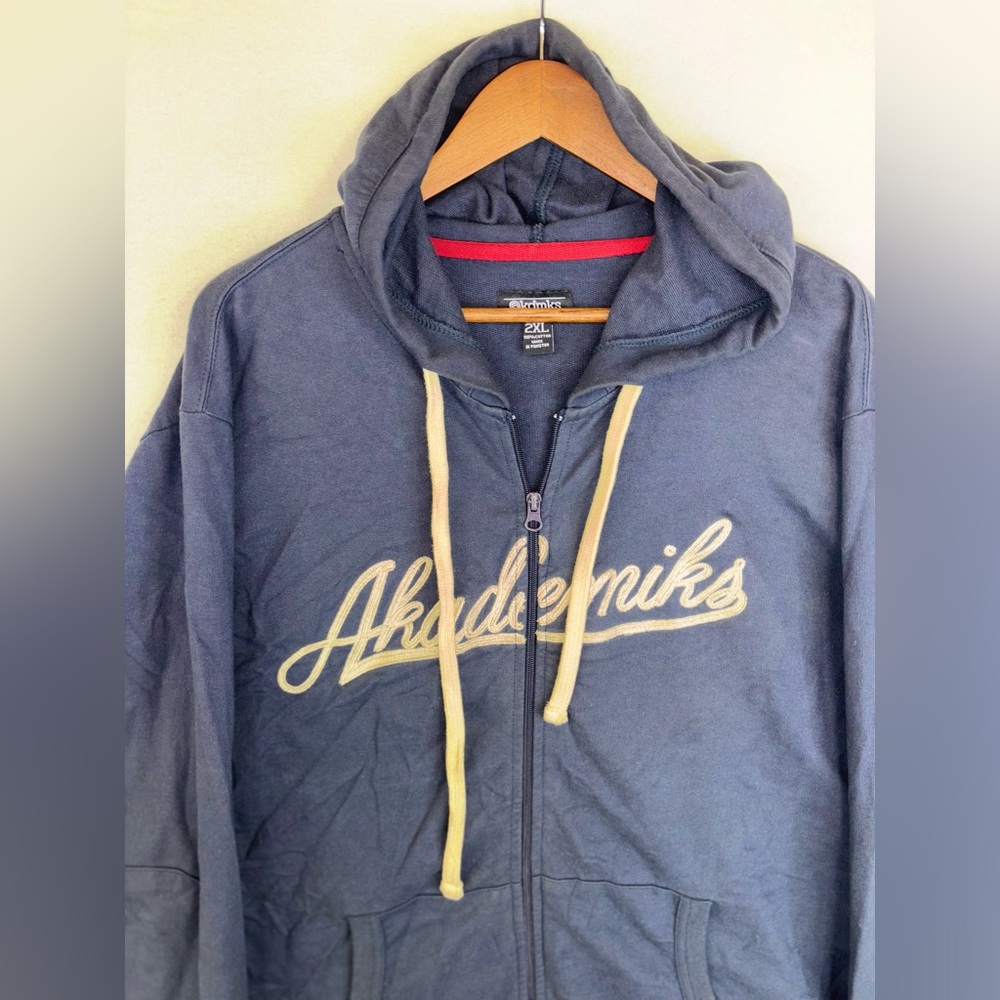 AKADEMIKS Vintage Y2K Embroidered Hoodie Jacket Full Zip Streetwear Men's 2XL‎ - Picture 5 of 12